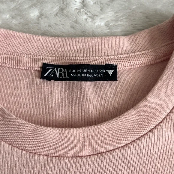Zara Pale Pink Crewneck Top - Picture 2 of 4